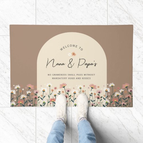 Fun Personalized Grandparents Day Fall Floral Doormat