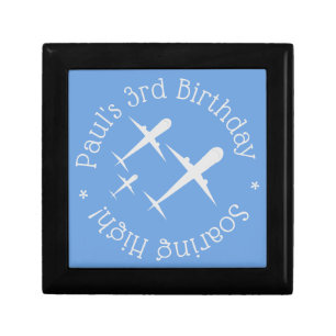 Fun Personalized Kid's Birthday Airplanes on Blue Gift Box