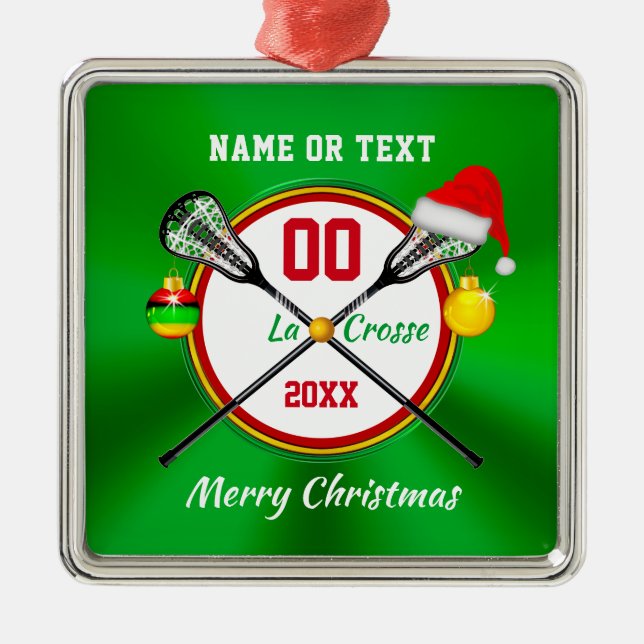Fun Personalized Lacrosse Christmas Ornaments (Front)