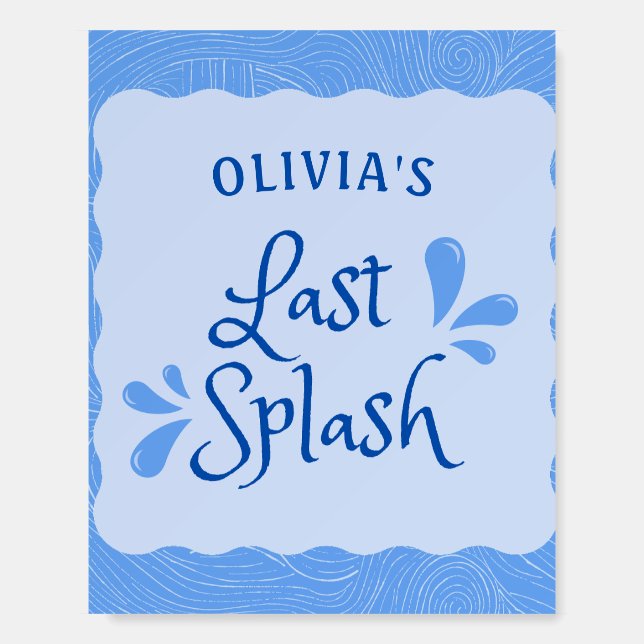Fun Personalized "Last Splash" Bachelorette Party Foam Board (Front)