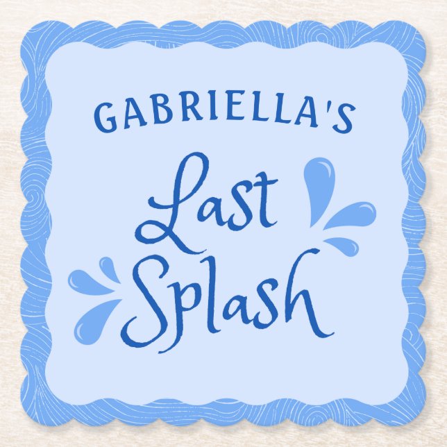 Fun Personalized "Last Splash" Bachelorette Party  Paper Coaster (Front)