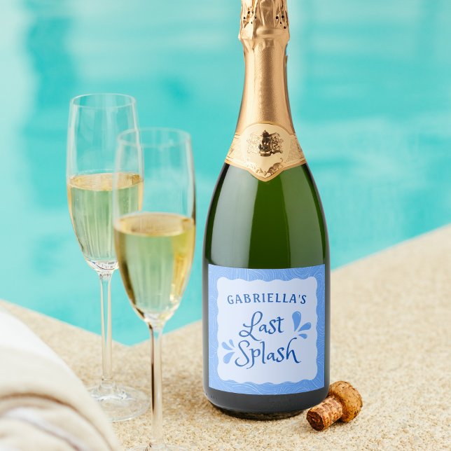 Fun Personalized "Last Splash" Bachelorette Party  Sparkling Wine Label (Creator Uploaded)