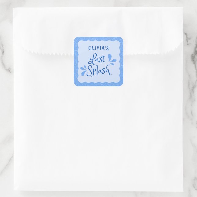 Fun Personalized "Last Splash" Bachelorette Party  Square Sticker (Bag)