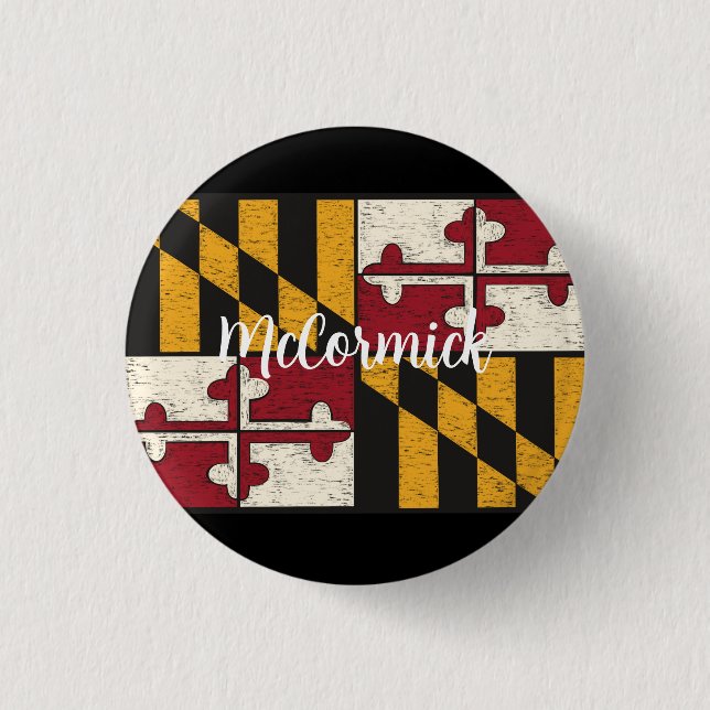 Fun Personalized Maryland Flag Lapel Metal Button (Front)