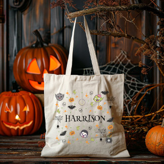 Fun Personalized Monster Trick-Or-Treat Tote Bag