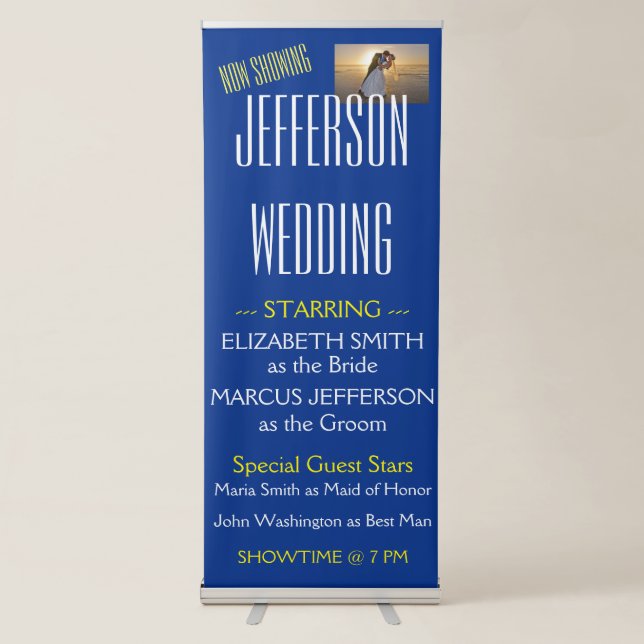 Fun Personalized Movie Theme Wedding Retractable Banner (Front)