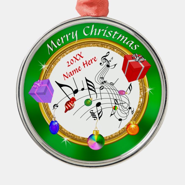 Fun Personalized Music Note Christmas Ornaments (Front)