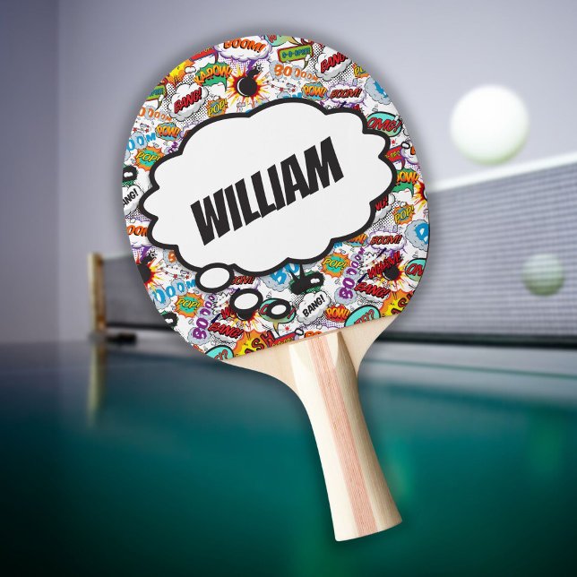 Fun Personalized Name Comic Book Ping Pong Paddle (Creator Uploaded)