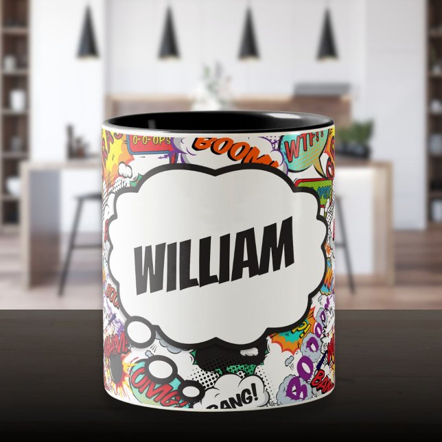 Fun Personalized Name Comic Book Two-Tone Coffee Mug (Fun Personalized Name Comic Book Two-Tone Coffee Mug)