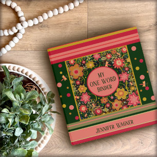 Fun Personalized Name Floral One Word Dragonfly 3 Ring Binder