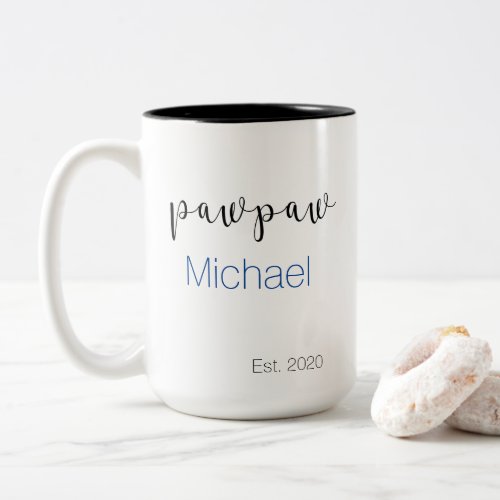 Fun Personalized Name Pawpaw Year Established Two_Tone Coffee Mug