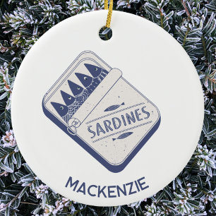 Fun Personalized Name Sardine Tin Ceramic Ornament