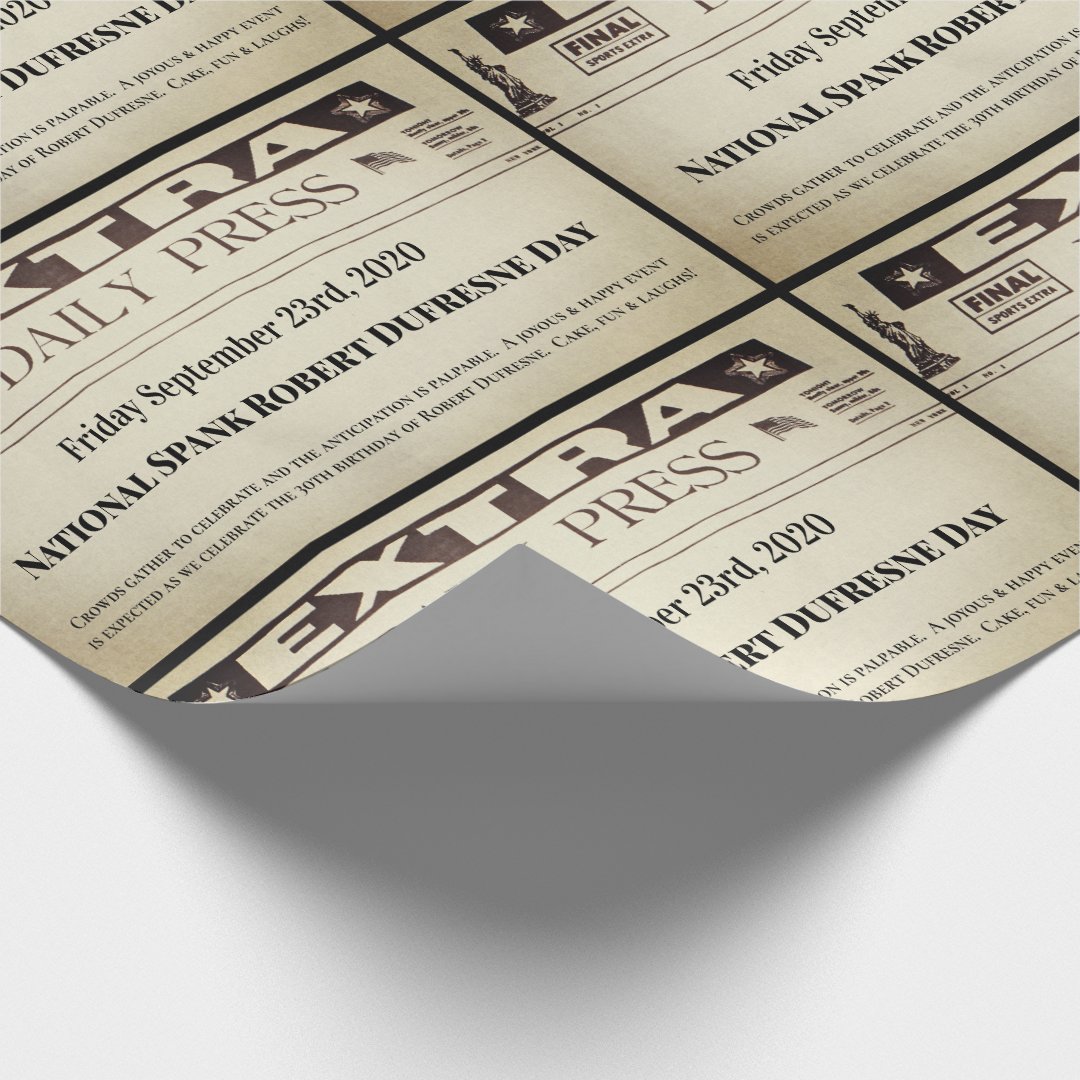 Fun Personalized Newspaper Wrapping Paper Zazzle