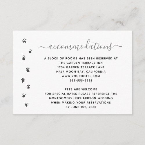Fun Personalized Pet Wedding Accommodations Enclosure Card