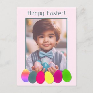 Fun Personalized Photo Colored Eggs Happy Easter 