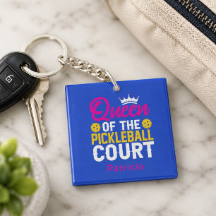 Fun Personalized Queen of the Pickleball Court Keychain