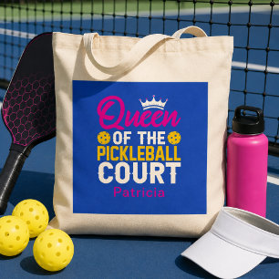 Fun Personalized Queen of the Pickleball Court Tote Bag
