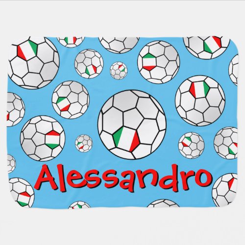 Fun Personalized Random Pattern Italy Soccer Ball Baby Blanket