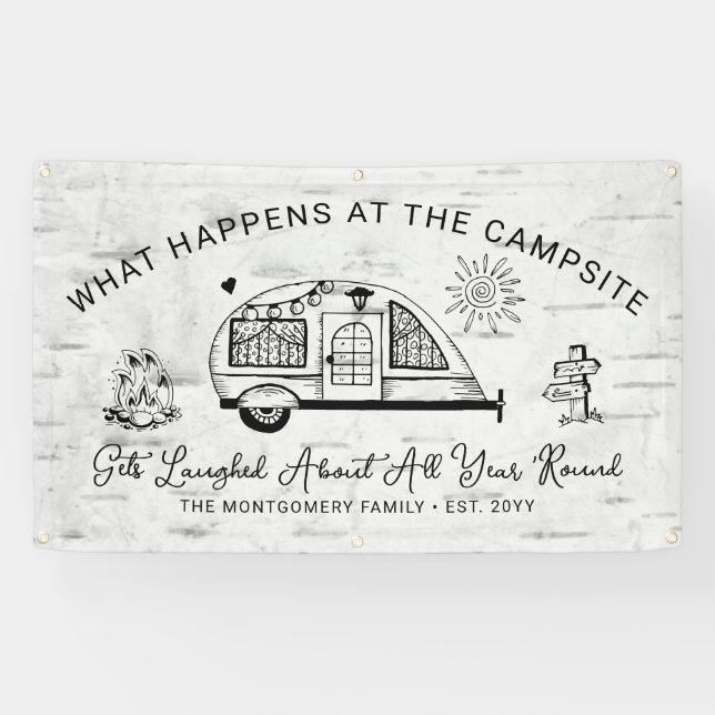 Fun Personalized Rustic Camping Banner (Horizontal)