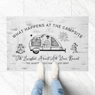 Fun Personalized Rustic Camping Doormat