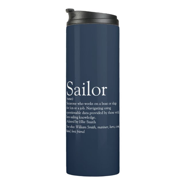 Fun Personalized Sailor Definition Navy Blue  Thermal Tumbler (Rotated Right)
