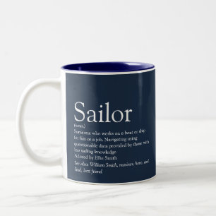 Fun Personalized Sailor Definition Navy Blue  Two-Tone Coffee Mug