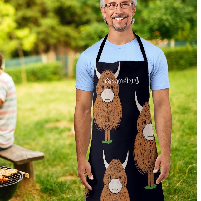 Fun Personalized Scottish Highland Cow  Apron (Creator Uploaded)