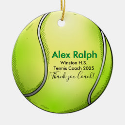 Fun Personalized Tennis Ball shaped Ceramic Ornament