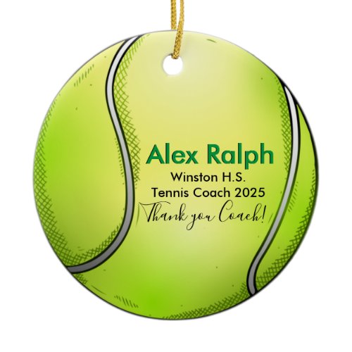 Fun Personalized Tennis Ball shaped Ceramic Ornament
