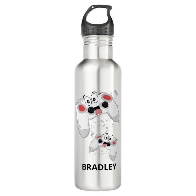 Fun Personalized Video Gamer | Stainless Steel Water Bottle (Front)
