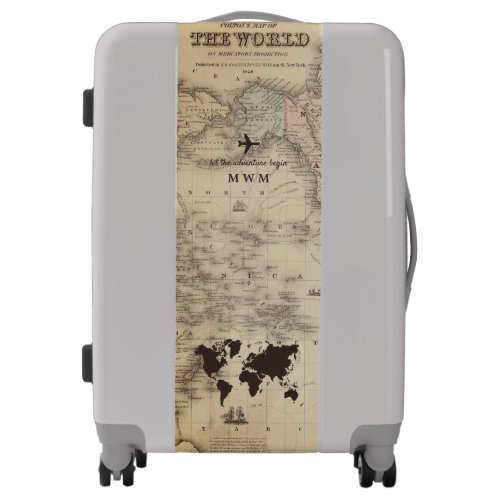Fun Personalized Vintage World Map Luggage