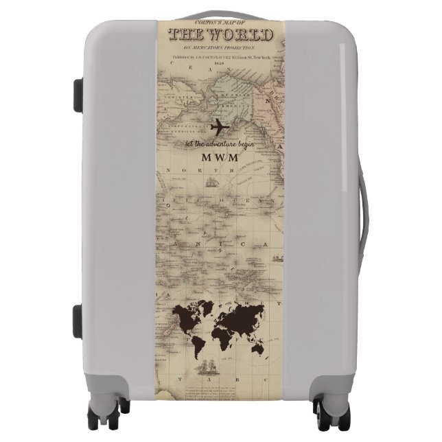 Fun Personalized Vintage World Map Luggage (Front)