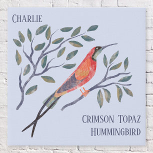Fun Personalized Watercolor Bird Art Faux Canvas Print