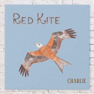 Fun Personalized Watercolor Bird Art Faux Canvas Print