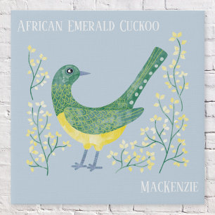 Fun Personalized Watercolor Bird Faux Canvas Print
