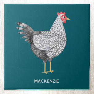Fun Personalized Watercolor Wyandotte Chicken Ceramic Tile
