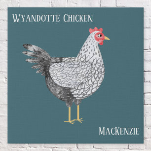 Fun Personalized Watercolor Wyandotte Chicken Faux Canvas Print