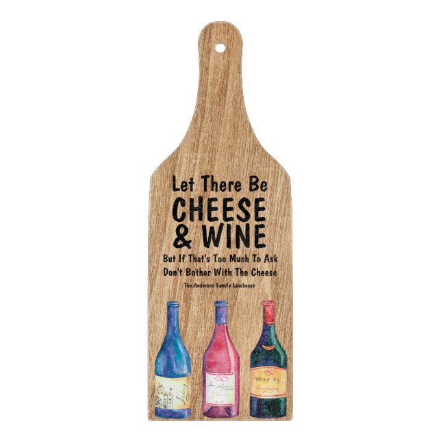 Fun Personalized Wine and Cheese Cutting Board (Front)