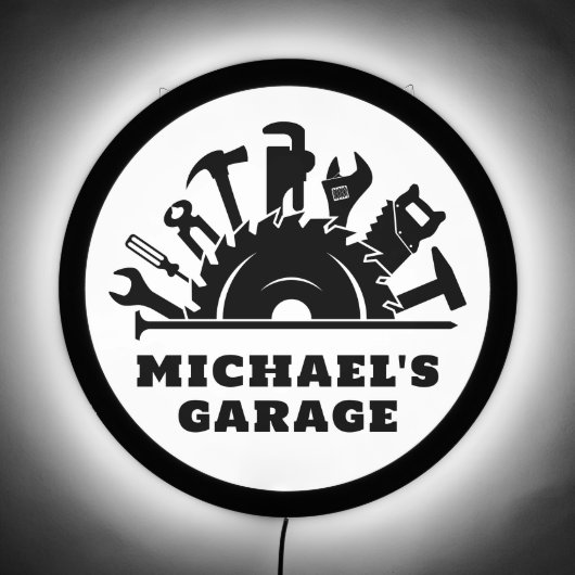 Fun Personalized Work Tools Garage LED Sign (Front)