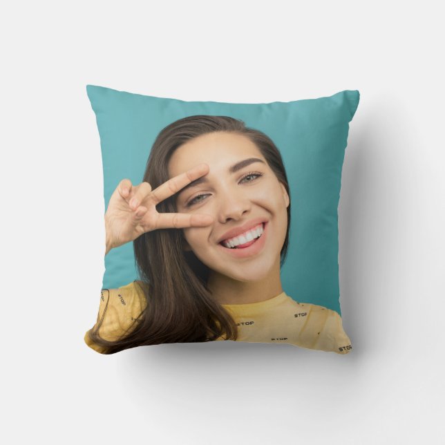 Fun Personalized Your Face Custom Photo Throw Pillow (Front)