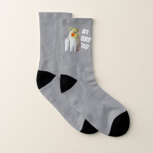 Fun Pet Cockatiel 1 Bird Dad Fathers Day Gray Socks