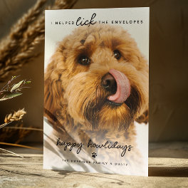 Fun Pet Licked The Envelopes Photo Christmas Holiday Card