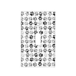 Fun Pet Paw Prints Black White Dog Cat Light Switch Cover