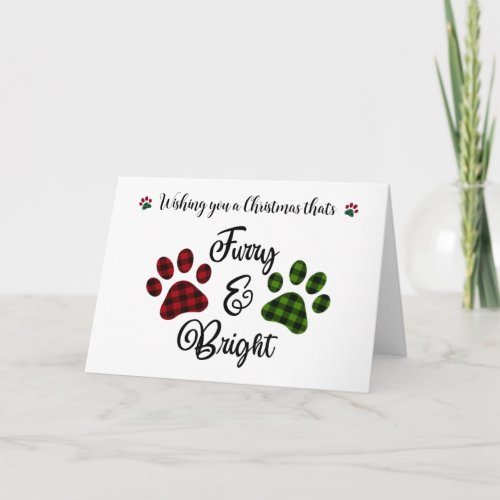 Fun Pet Paws Dog Cat Christmas Holiday Greeting Card
