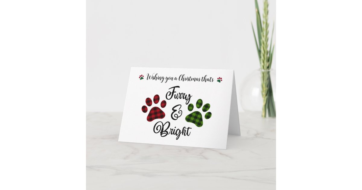 Fun Pet Paws Dog Cat Christmas Holiday Greeting Card | Zazzle