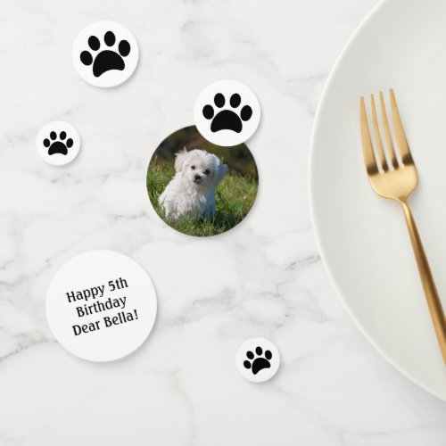 Fun Pet Photo Birthday Party Black Paw Prints Confetti