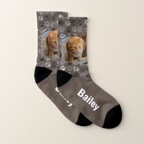 Fun Pet Photo Customize Dog Cat Paw Personalized S Socks