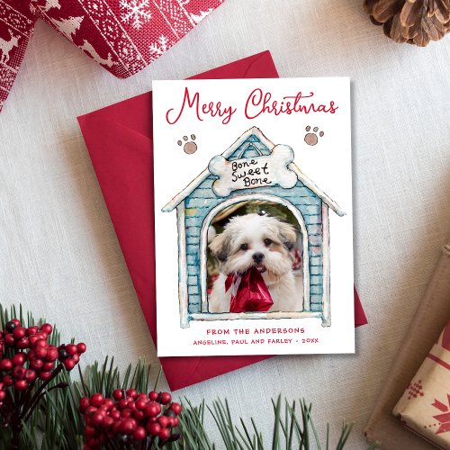Fun Pet Photo Dog Merry Christmas Holiday Card