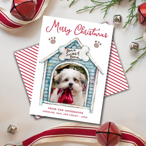 Fun Pet Photo Dog Merry Christmas Holiday Card