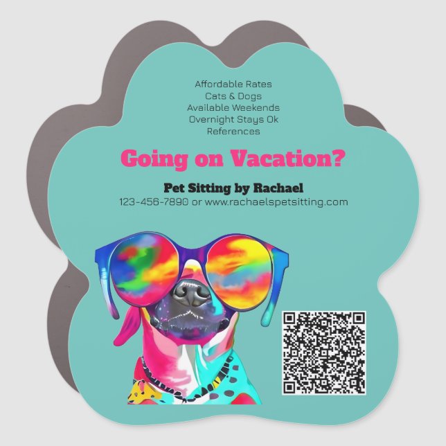 Fun Pet Sitter Dog Walker Business Car Magnet (Front)